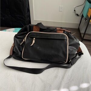 Black and Brown Travel Duffle Bag - Classic Weekend Bag